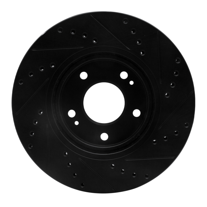 Hyundai Santa Fe Brake Rotor (1) - Front Left - R1 Concepts - Drilled & Slotted - Black - `01-`06